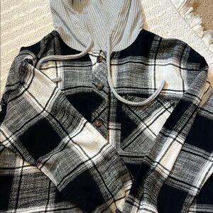 Plaid Button-Up Hoodie